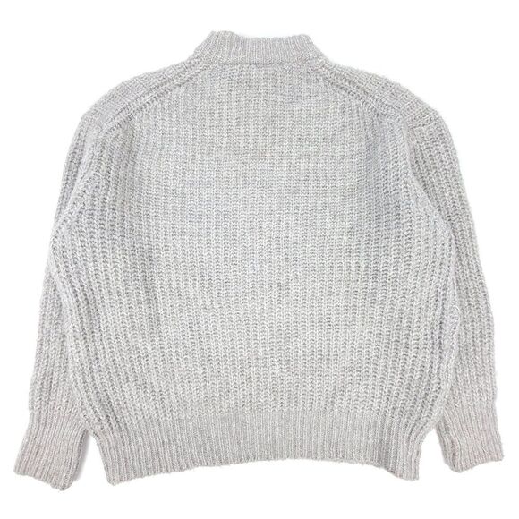 ZARA Alpaca Wool Chunky Rib Knit Oversized Crewneck Pullover Sweater Gray Small - Picture 5 of 8